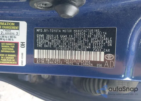2014 Toyota Corolla S Plus from USA, damaged, VIN 2T1BURHE2EC184016